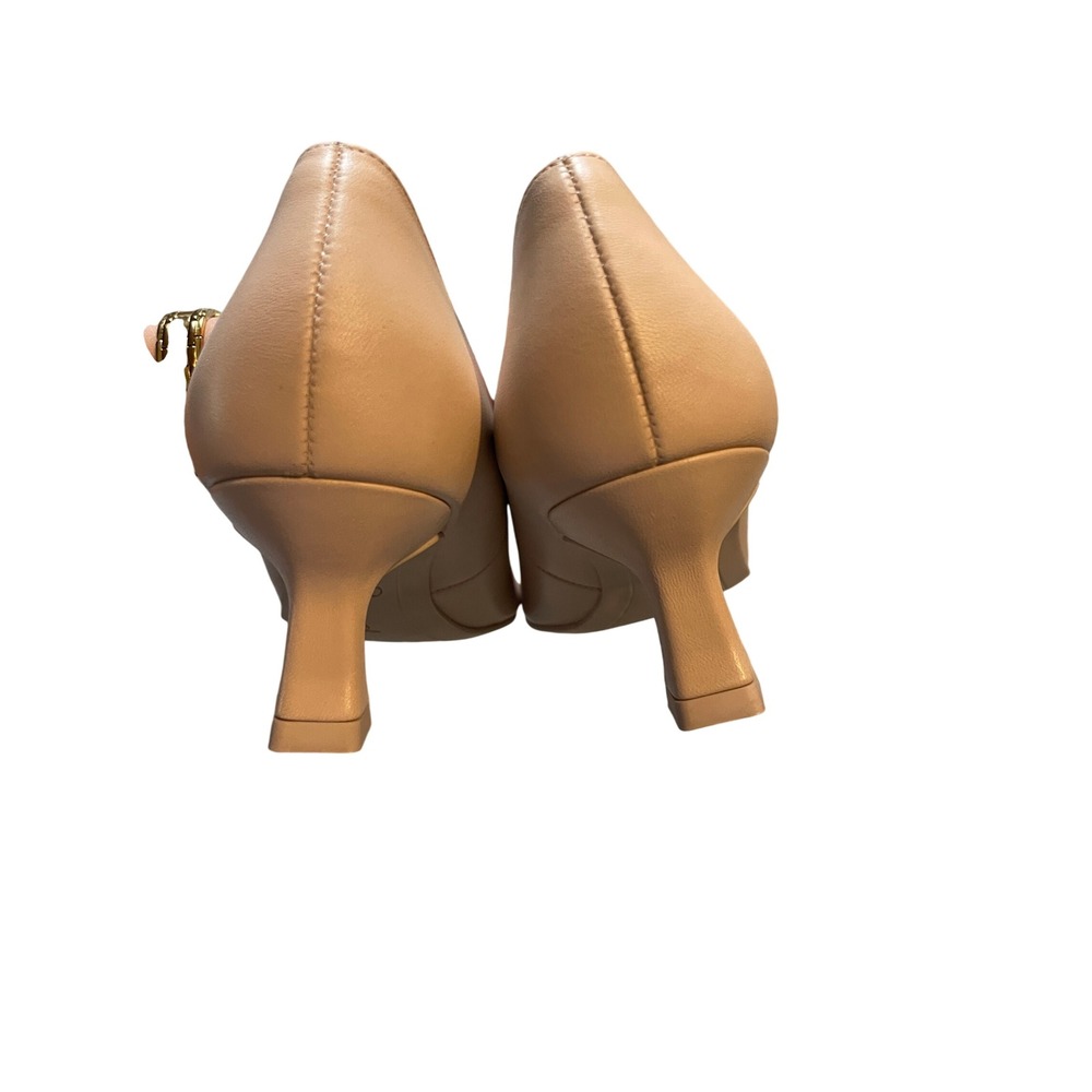 Paul Green Super Soft Beige Leather Square Toe Kitten Heel Pumps Size 9 - Picture 5 of 5